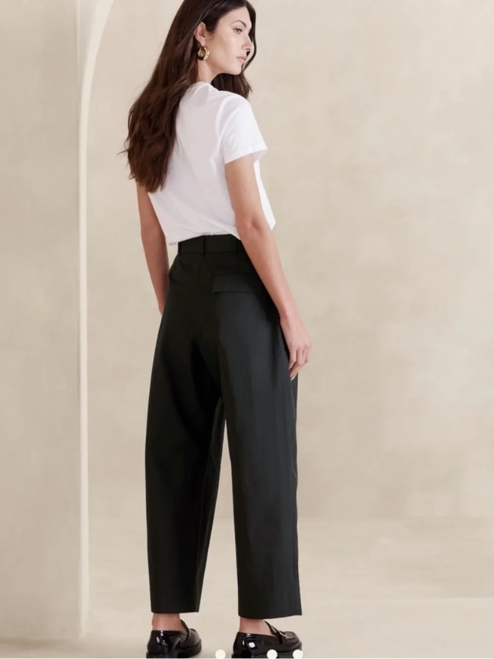 Banana Republic Avila Wide Leg Barrel Pants Black 00P